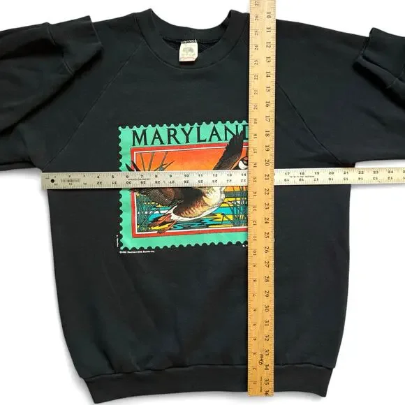 Vintage 80s Maryland Duck Stamp Canada Goose Crewneck Sweatshirt Bird Nature USA - Picture 8 of 8